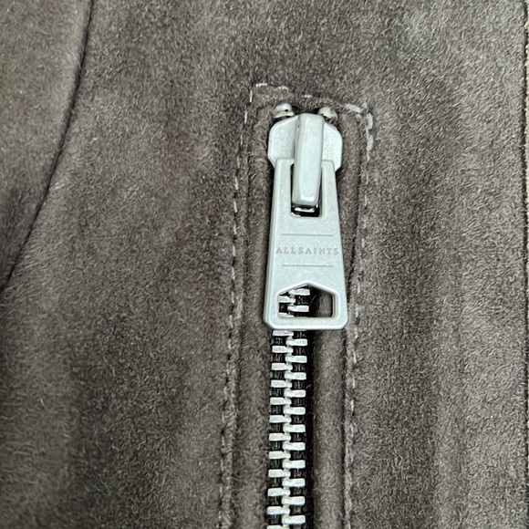 AllSaints Bales Olive Suede Biker jacket 6 - Picture 5 of 7